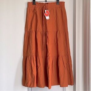 Cider Rust Orange Tiered Maxi Skirt